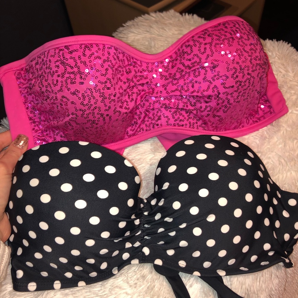 Two bikini tops